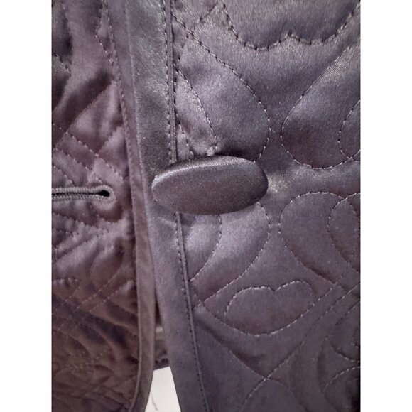 Banana Republic Womens Quilted Silk Jacket M Medium Black Open Front Pockets - Picture 5 of 7